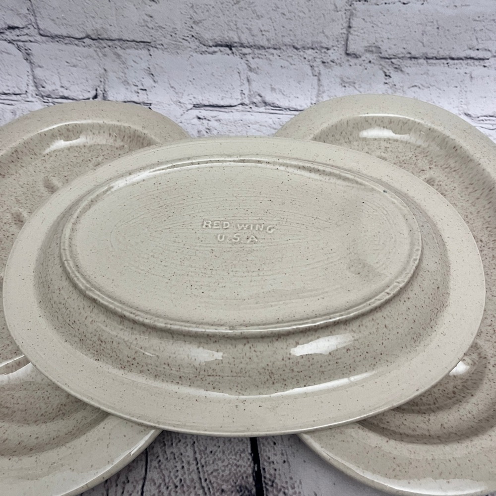 Vintage Red Wing USA Pottery Leaf Design Meat Turkey Serving Plates Set of 3 - Picture 2 of 6